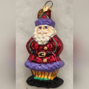 Christopher Radko "Gingersnap Santa' Handpainted Glass Christmas Ornament